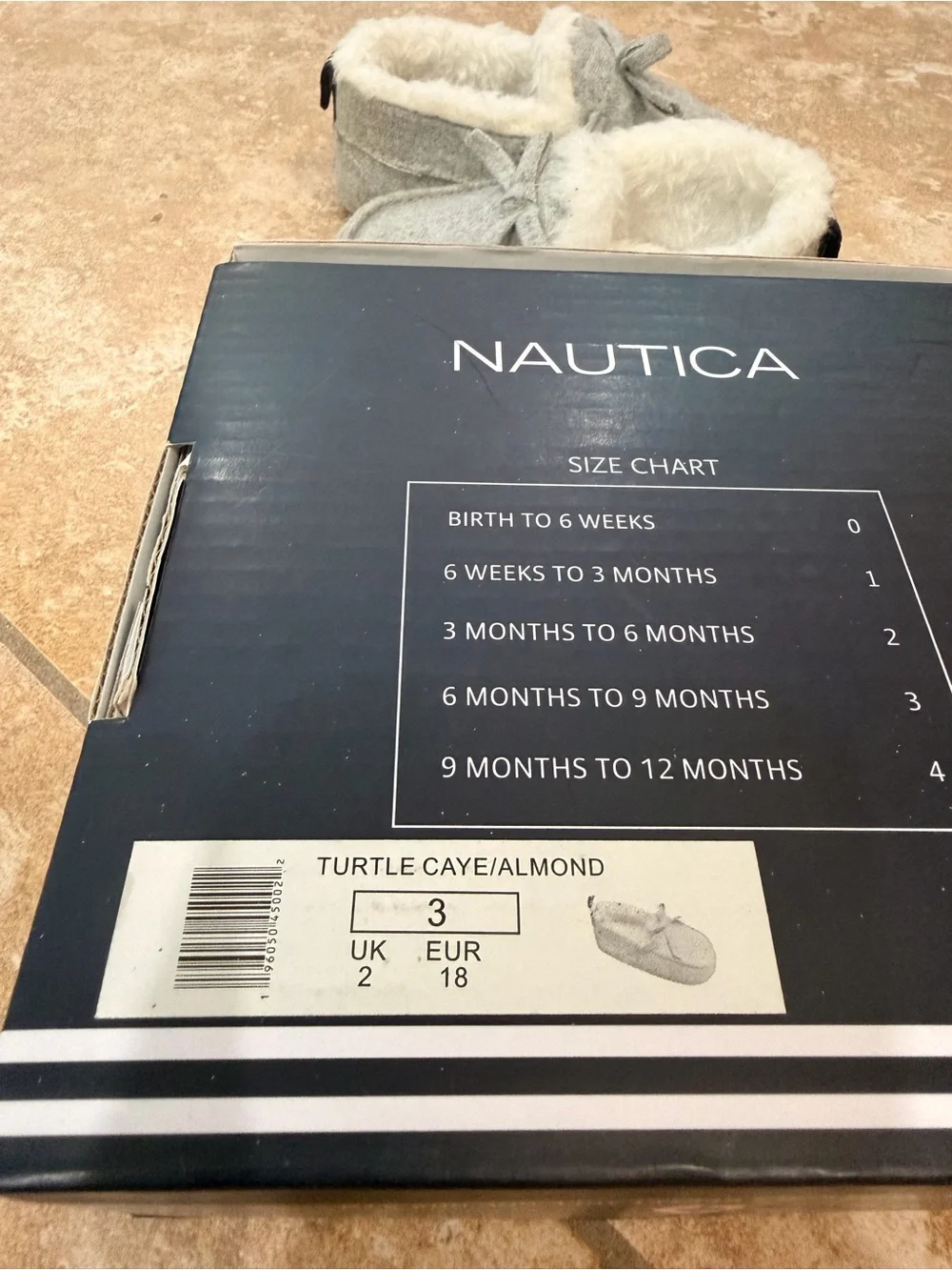 Nautica Light Gray Plush Lined Moccasin Slippers